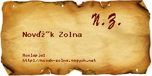 Novák Zolna névjegykártya